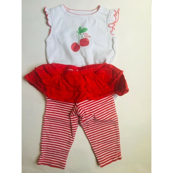 Girls Size 9M 6-9 Months Two Piece Carter's Little Cutie Cherry Top & Leggings - Picture 2 of 6